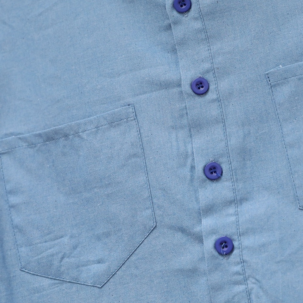 NWOT chambray shirt dress tunic pockets short mini cotton blue new Large L - Picture 4 of 7